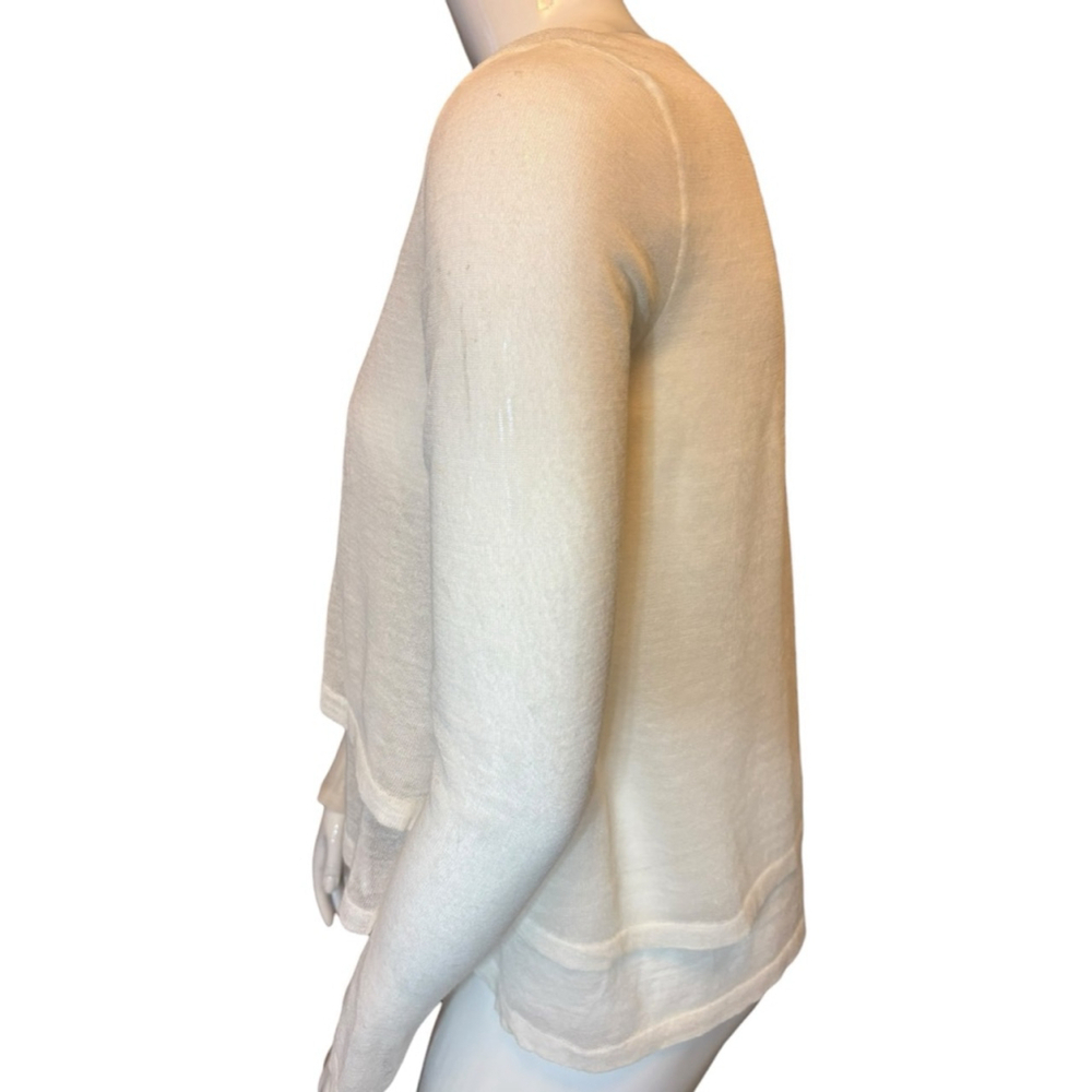Sarah Pacini Sheer Ramie Knit Sweater, OS, Ivory Italy High Low Layered Gauze - Picture 7 of 15